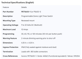 PETERSON DOME LIGHT TIMER BOX
