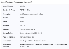 PETERSON LENS 2-1/2" AMBER