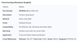 PETERSON CHROME LAMP GUARD