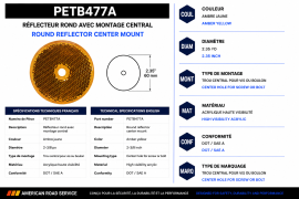 PETERSON ROUND REFLECTOR CENTER MOUNT 2-3/8" AMBER