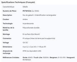 PETERSON CLEARANCE LIGHT AMBER