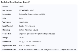 PETERSON CLEARANCE LIGHT AMBER