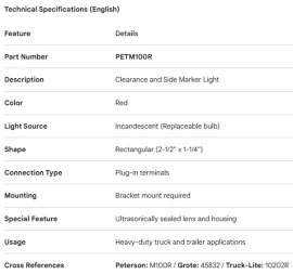 PETERSON CLEARANCE LIGHT RED