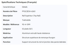 TRAILMOBILE TOP RAIL 52' 90-4-1399