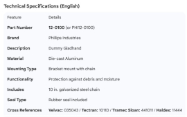 PHILLIPS DUMMY GLADHAND