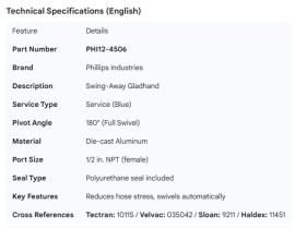 PHILLIPS SWING AWAY GLAD-HAND SERVICE