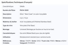 PHILLIPS WEST COAST MIRROR SS 6"X16"