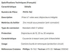 PHILLIPS 7 WAY RECEPTACLE W/BREAKERS