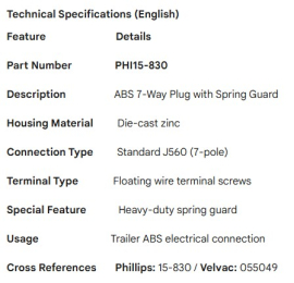 PHILLIPS ABS 7 WAY PLUG  W/SPRING