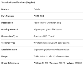 PHILLIPS 7 WAY PLUG NYLON