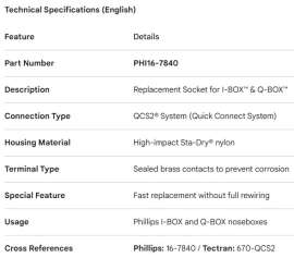 PHILLIPS REPLACEMENT SOCKET FOR I-BOX & Q-BOX  QCS2