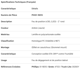 PHILLIPS LED LIGHT AMBER PC RATED