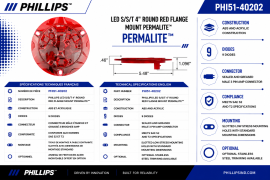 PHILLIPS LED S/S/T 4" ROUND RED FLANGE MOUNT PERMALITE