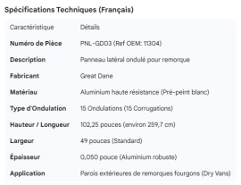 GREAT-DANE SIDE PANEL 15 CORRUGATED 102.25" 11304