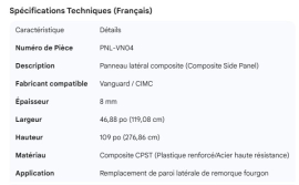 VANGUARD SIDE PANEL CPST 8MM X 46.88" X 109"