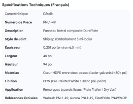 SIDE PANEL DURAPLATE .251 X 48" X 94" PPW SHIPLAP