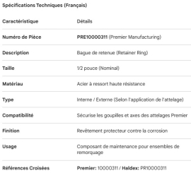 PREMIER RETAINER RING 1/2"