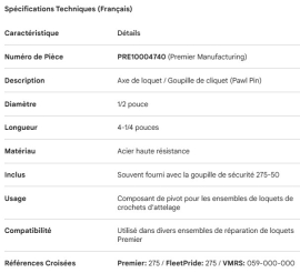 PREMIER PIN PAWL 1/2" X 4 1/4"