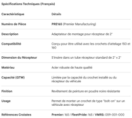 PREMIER MOUNT FOR 2" RECEIVER CONN (USE W/150 & 160)
