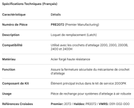 PREMIER LATCH (FOR USE W/ 2200,2300,2300B,2400,2400H)