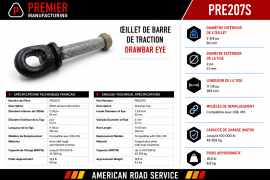PREMIER DRAWBAR EYE 2-3/8"ID SHAFT 2"OD X 11-1/8"L (208,416)