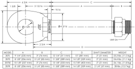 PREMIER DRAWBAR EYE 2-3/8"ID,SHAFT 2"OD X 13-1/8"L (208,416)