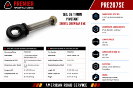 PREMIER DRAWBAR EYE 2-3/8"ID,SHAFT 2"OD X 13-1/8"L (208,416)