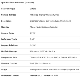 PREMIER PINTLE HOOK PREMALLOY 2-1/8" DIA  (271 INCL)