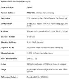 PREMIER 240K PREMALLOY SAME AS 240K W/133KL LH