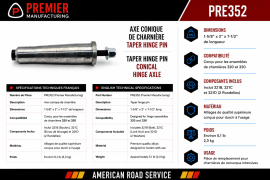 PREMIER PIN 1-5/8" X 2" X 7-1/2" L (321B,321C,321D INCL)