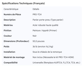TIRE CARRIER BASKET TYPE NO MOUNTING HARDWARE