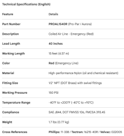 PROPAR COILLED AIR LINE 40" LEAD RED