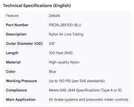 PROPAR NYLON AIR LINE TUBING BLUE 3/8"
