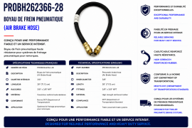 PROPAR AIR BRAKE HOSE 3/8" X 28" - 3/8 X 3/8 CONNECTORS