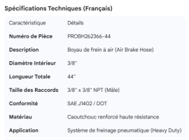 PROPAR AIR BRAKE HOSE 3/8" X 44" - 3/8 X 3/8 CONNECTORS