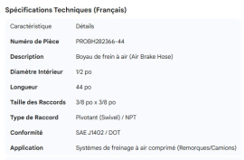 PROPAR AIR BRAKE HOSE 1/2" X 44" - 3/8 X 3/8 CONNECTORS