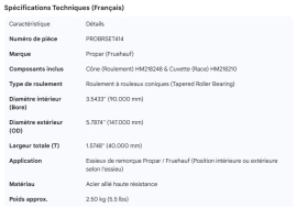 PROPAR BEARING SET HM218210 / HM218248