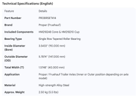 PROPAR BEARING SET HM218210 / HM218248
