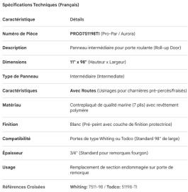PROPAR ROLL-UP  DOOR INTERM PANEL 11" X 98" WITH ROUTES