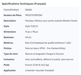 PROPAR ROLL-UP DOOR PANEL ASSY 15 X 98 NO LOCK TODCO STYLE