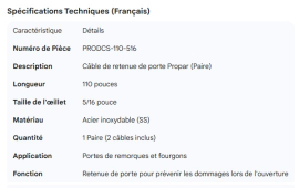 PROPAR DOOR CABLE SS 110", 5/16" EYE (1 PAIR = 2 CABLES)