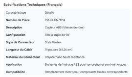 PROPAR ABS SENSOR 90DEG 19" HALDEX STYLE