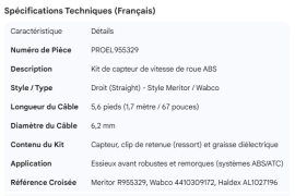 PROPAR ABS SENSOR STRAIGHT 5.6' MERITOR STYLE