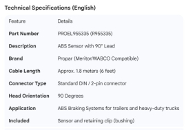 PROPAR ABS SENSOR 90DEG R955335