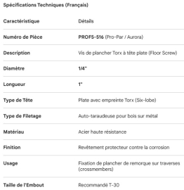 TORX FLOOR SCREW 1/4 X 1