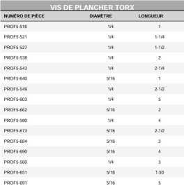TORX FLOOR SCREW 1/4 X 2