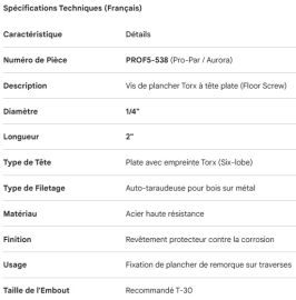 TORX FLOOR SCREW 1/4 X 2
