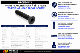 TORX FLOOR SCREW 1/4 X 2-1/4