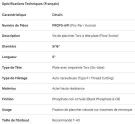 TORX FLOOR SCREW 5/16 X 5