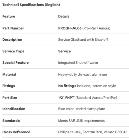 PROPAR GLADHAND SERVICE SHUT OFF (NO FITTINGS)